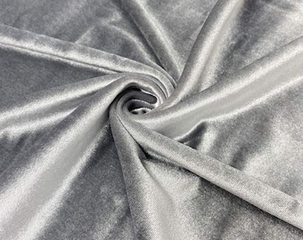 Mia Fabrics Silver Stretch Velvet Fabric 60'' Wide, Sewing, Apparel, Costume, Craft {Choose quantity}