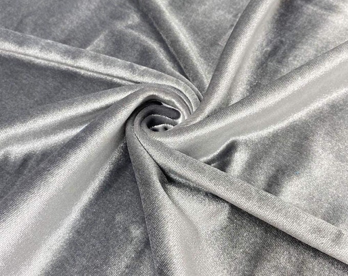 Mia Fabrics Silver Stretch Velvet Fabric 60'' Wide, Sewing, Apparel, Costume, Craft {Choose quantity}