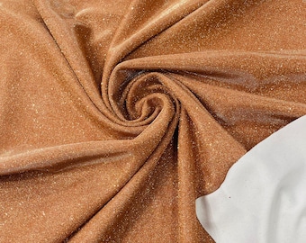 Cinnamon Shimmer Stretch Fabric: Luxury Glitter Spandex, 58-60" Wide