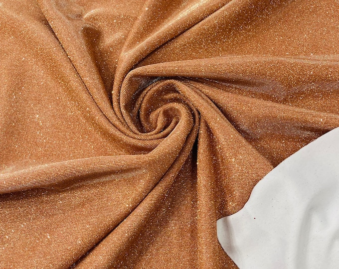 Cinnamon Shimmer Fabric by yard, Stretch Glitter Fabric | Luxury Sparkle Fabric | Glimmer | Cinnamon Glitter Fabric for Prom-Gown-Backdrop