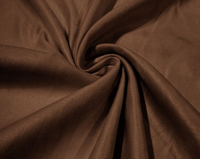 58" Faux Micro Suede Fabric - Brown - Polyester Micro Suede Fabric for Upholstery / Crafts / Costume Sold By The Yard