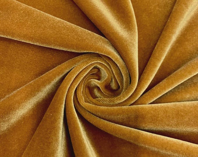 Gold 1 Stretch Velvet Fabric: 60" Wide, Apparel, Costume Mia Fabrics