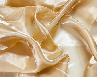 Gold Liquid Organza Fabric: Crystal Reflective Glossy Sheer Organza, 60" Wide By The Yard