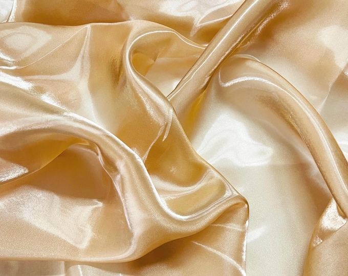 Gold Liquid Organza Fabric: Crystal Reflective Glossy Sheer Organza, 60" Wide By The Yard