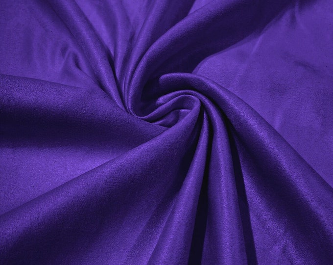 58" Faux Micro Suede Fabric - Purple - Polyester Micro Suede Fabric for Upholstery / Crafts / Costume Sold By The Yard