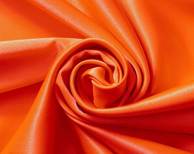Neón Orange Stretch Imitation Silk Satin Charmeuse - Slight Stretch- 58/60" - (Choose The Quantity)