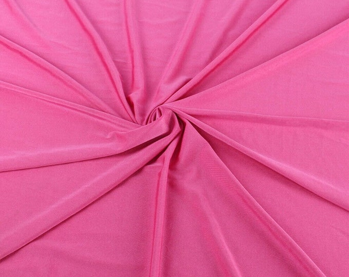 Hot Pink Shiny Milliskin Nylon Spandex Fabric 4 Way Stretch Prom-Gown-Dress, 58" Wide Sold by The Yard (Pick a Size)