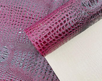Dark Wine Gator Embossed Vinyl Fabric: Crocodile Faux Leather Upholstery