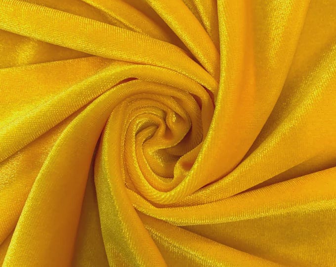 Mango Yellow Stretch Velvet Fabric: 60" Wide, Apparel, Costume Mia Fabrics