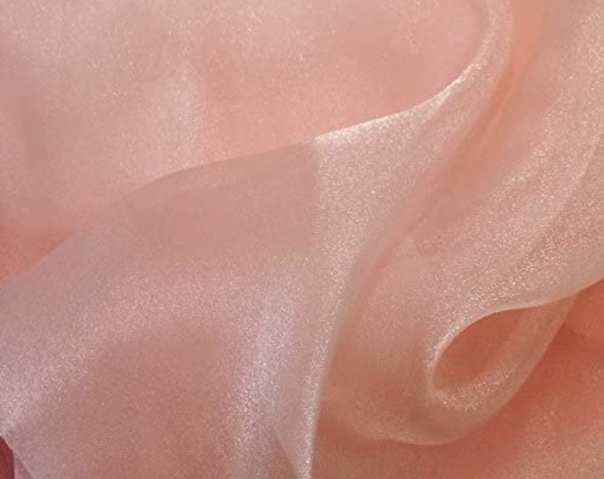 PEACH Sparkle Crystal Sheer Organza Fabric Shiny for Fashion, Crafts, Decorations 60" by the Yard (Pick a Size)