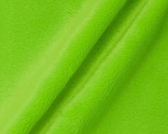 Lime Minky Fabric By The Yard, 60” Wide, Ultra Soft Fabric, 3.mm Pile, Used for Blanket, Mia' Fabrics Inc