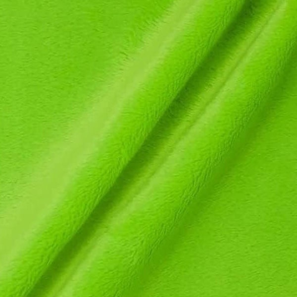 Lime Minky Fabric By The Yard, 60” Wide, Ultra Soft Fabric, 3.mm Pile, Used for Blanket, Mia' Fabrics Inc