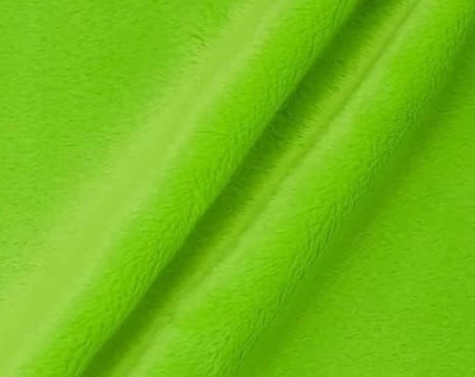 Lime Minky Fabric By The Yard, 60” Wide, Ultra Soft Fabric, 3.mm Pile, Used for Blanket, Mia' Fabrics Inc