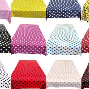 Polka Dot Tablecloth: 58" Rectangular Polyester Table Linen, Party Wedding Decor