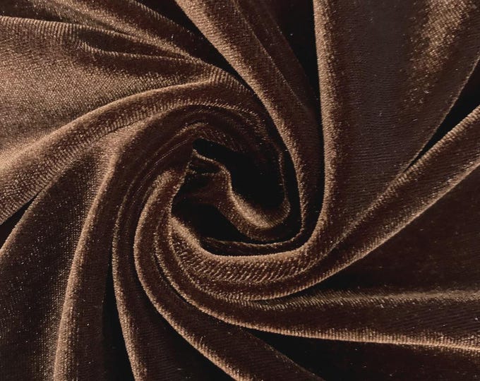 Brown Stretch Velvet Fabric: 60" Wide, Apparel, Costume Mia Fabrics