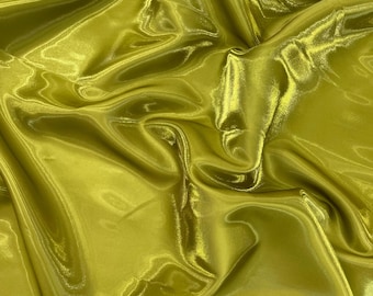 Light Olive Liquid Crystal Bridal Satin Fabric By The Yard