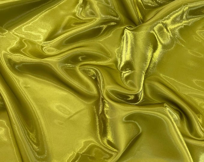 Light Olive Liquid Crystal silk satin By Yard, Liquid Bridal Satin, Water Shine Ultra Glossy Shimmer Bridal Satin, Crystal Reflective Satin