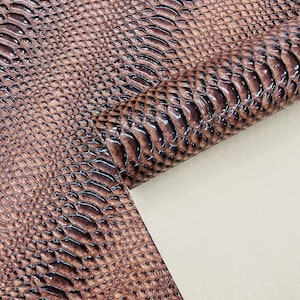 3D-vinylstof met slangenreliëf: bruine kunstleren bekleding