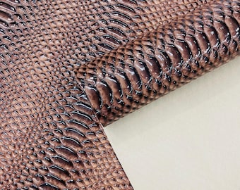 3D Snake Embossed Vinyl Fabric: Brown Faux Leather Upholstery