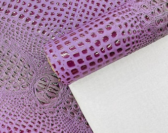 Passion Purple Gator Embossed Vinyl Fabric: Faux Crocodile Leather Upholstery