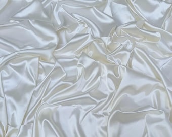 Off White Charmeuse Satin Fabric: Stretch Satin, 58/60" Wide by the yard