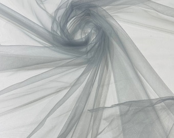 illusion Mesh Fabric | Silver | 60" Wide, Sold By The Yard