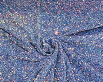 Lilac Iridescent Sequin Fabric: Stretch Velvet, 5mm Sequins - By The Yard