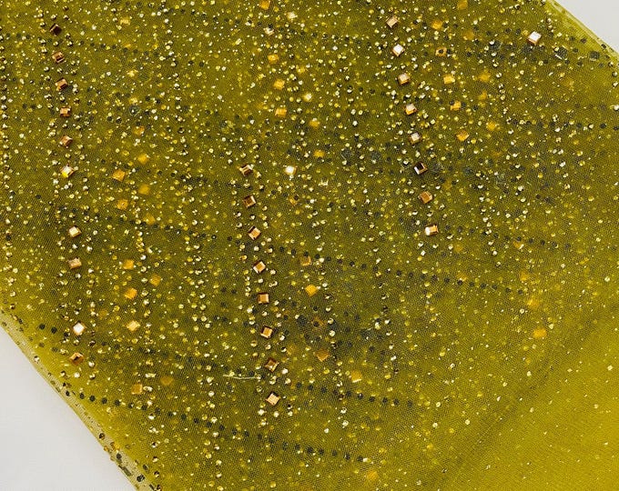 Sparkle Glitter Fabric on Olive Invisible Mesh By The Yard | Glitter and Rhinestone Mesh Fabric, Glitter Mesh Fabric Wedding Decor Prom