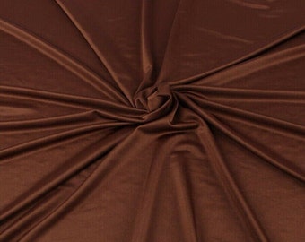 Brown Shiny Milliskin Nylon Spandex Fabric 4 Way Stretch Prom-Gown-Dress, 58" Wide Sold by The Yard (Pick a Size)