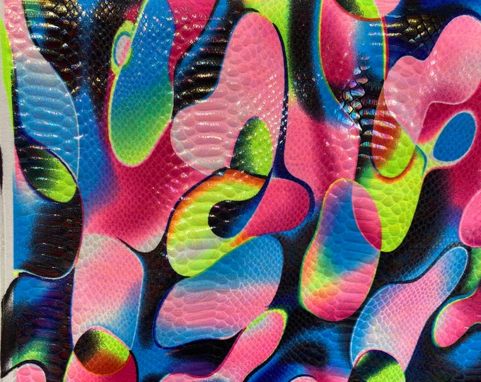 Mia's Fabrics Inc, Fuchsia Boa Snake Print Multi Color Fabric 80/20% Print Fabrics - Nylon Spandex Fabric Sold By The Yard (Pick a Size)