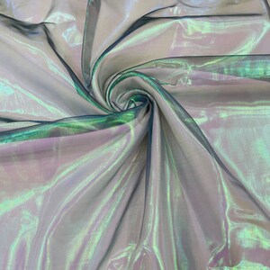 Green Iridescent Pearl Sheer Organza Fabric - 58" Wide image 4