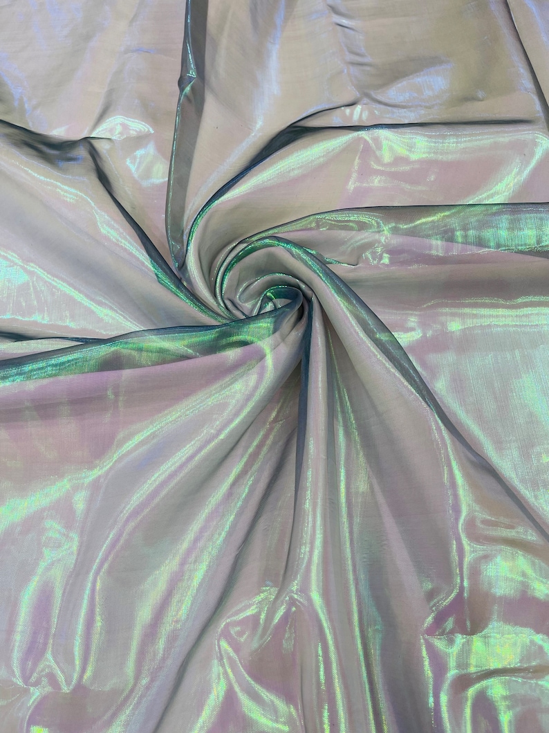 Green Iridescent Pearl Sheer Organza Fabric - 58" Wide image 4
