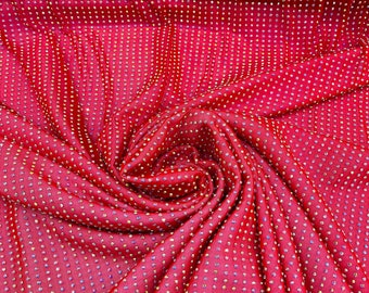 Iridescent Rhinestones Fabric On Red Power Mesh Nylon Spandex With Crystal Stones, AB Rhinestones sold by the yard