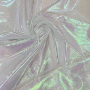 White/Pink Iridescent Pearl Sheer Organza Fabric - 58" Wide- Sold by the Yard, Iridescent Organza Fabric Mia's Fabrics Inc