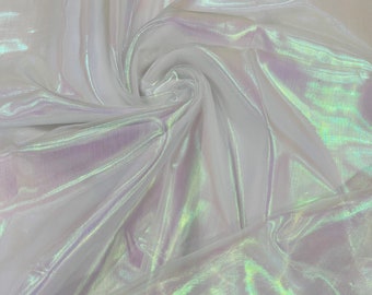Irisierender perlweißer Organza-Stoff - durchsichtig 158 cm breit