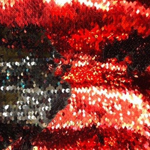 Black/red Flip up Sequins Reversible, 2-way Stretch 58/60” Sequins ...