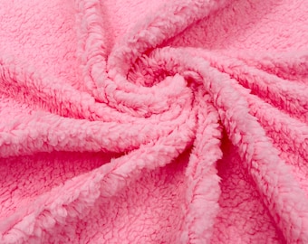 Pink Minky Sherpa Fleece Fabric - Lamb Wool Design By The Yard