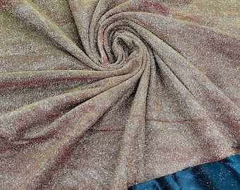 Copper Shimmer Stretch Fabric: Luxury Glitter Spandex, 58-60" Wide by the yard