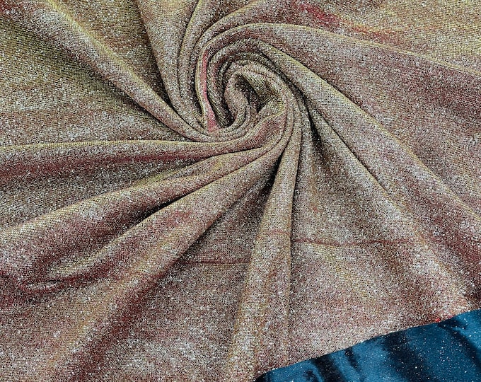 Copper Shimmer Fabric by yard, Stretch Glitter Fabric | Luxury Sparkle Fabric | Glimmer | Glitter Fabric for Prom-Gown-Backdrop