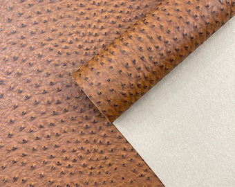 Embossed Ostrich Faux Leather Vinyl: Chestnut Upholstery Fabric 54" Wide