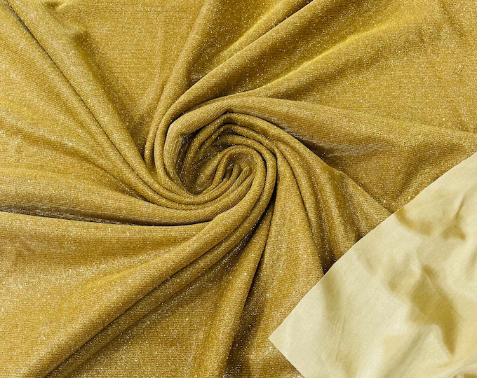 Gold Shimmer Fabric by yard, Stretch Glitter Fabric | Luxury Sparkle Fabric | Glimmer | Gold Glitter Fabric for Prom-Gown-Backdrop