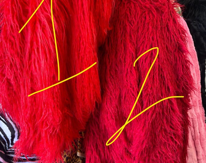 Red Mongolian Faux Fur Fabric: Long Pile, 60" Wide, Cosplay Costume