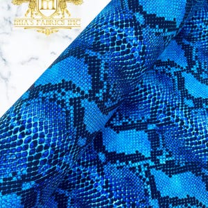 Royal Blue Snake Design Nylon Spandex By The Yard, Digital Print Snake Fabric | Muti Color Snake Fabric 4 Way Stretch, Serpent Fabric 60”