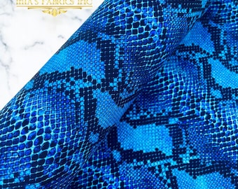 Royal Blue Snake Design Nylon Spandex By The Yard, Digital Print Snake Fabric | Muti Color Snake Fabric 4 Way Stretch, Serpent Fabric 60”