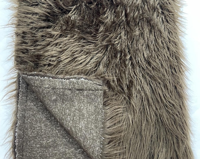 Brown Shaggy Faux Fur Fabric By Yard, Long Pile Luxury Shaggy Craft, Costume, Apparel, Decoration, Cosplay, Sewing Decoration 60" Wide
