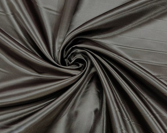 Charcoal - 60" Shiny Heavy Bridal Satin Fabric for Wedding, Gala, Prom Dress Sold By Yard