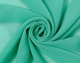 Spring Green Chiffon Fabric: Hi Multi Polyester, 58-60" Wide