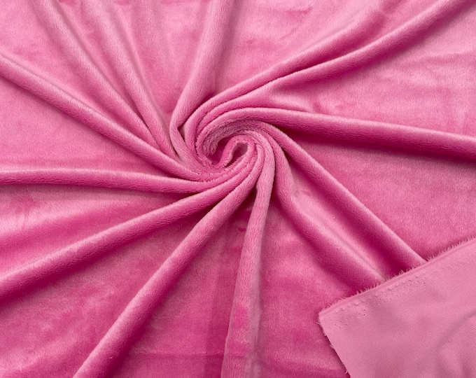 Pink Minky Fabric By The Yard, Ultra Soft Fabric, 3.mm Pile, 2 Way Stretch Minky Fabric, 60” Wide Used for Blanket