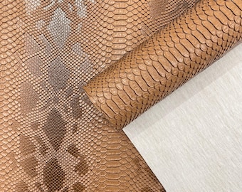 Light Coffee Faux Viper Snake Skin Vinyl-faux Leather-3D Scales-sold Vinyl For upholstery  By The Yard