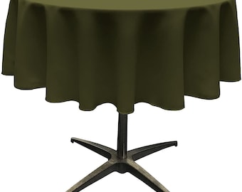 Olive Round Tablecloth: Wrinkle Resistant Polyester Poplin Banquet Cloth